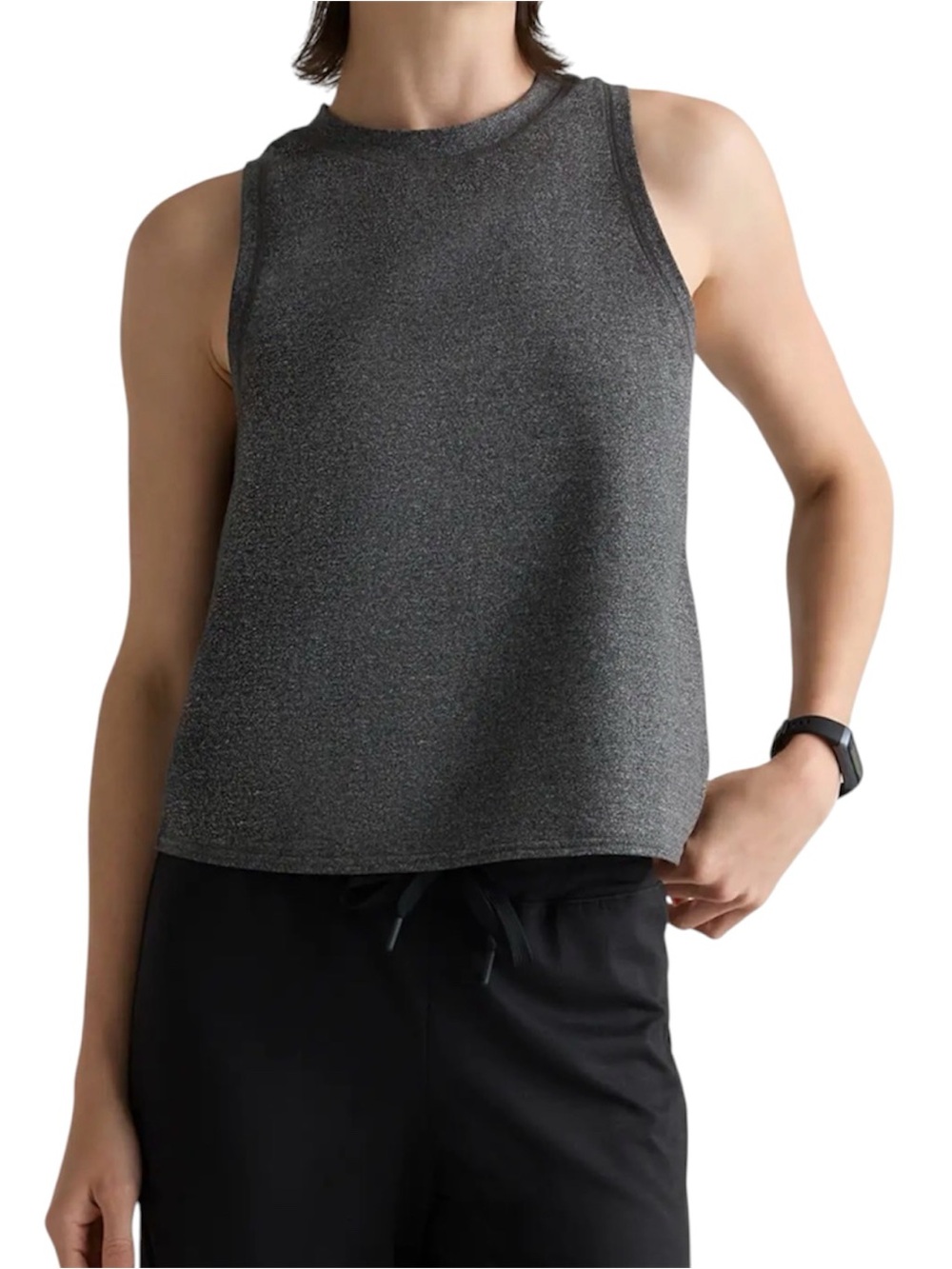 Quince Flowknit Breeze High-Neck Tank Charcoal Grey XS